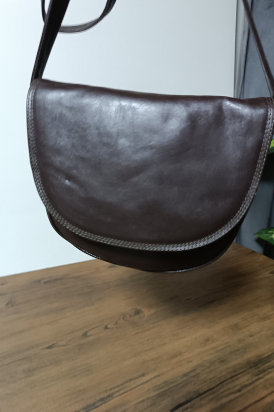کیف چرم طبیعی دوشی قهوه ای