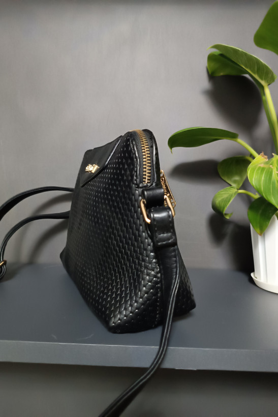 کیف چرم دوشی مشکی جنس چرم